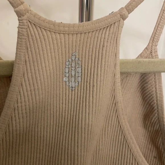 Free People Movement Cropped Run Beige Ribbed Tank - Picture 9 of 9